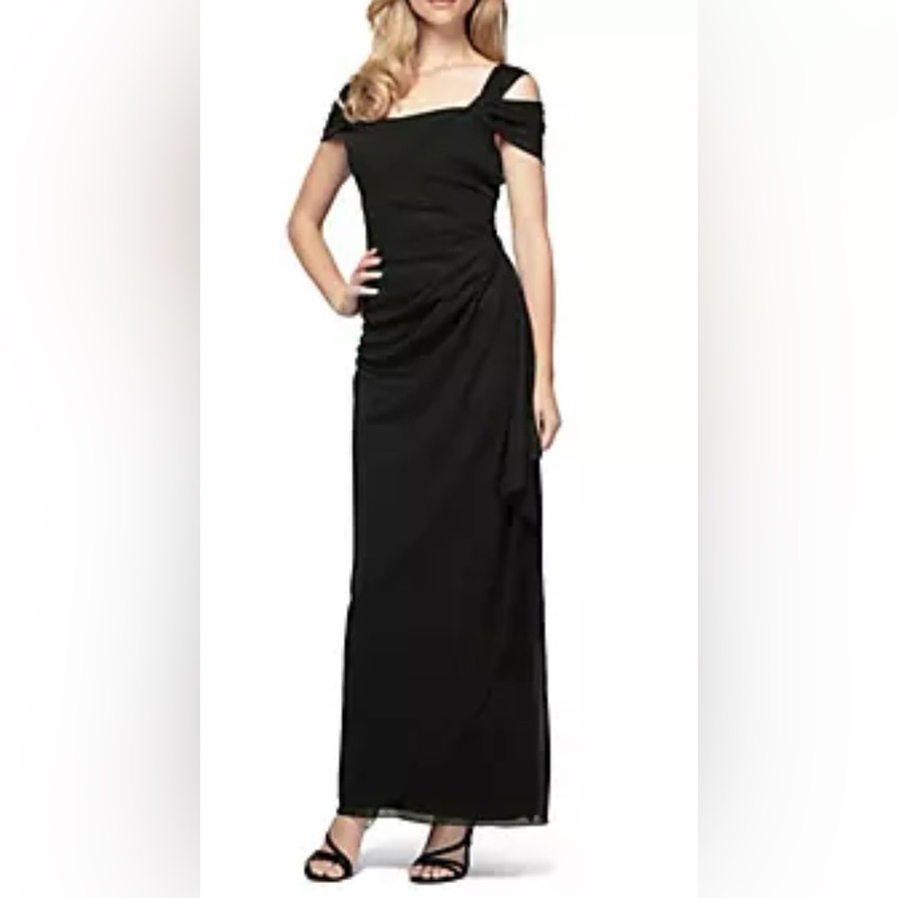 Elegant Black Off-Shoulder Evening Gown by  Alex Evenings, NWT, size 10